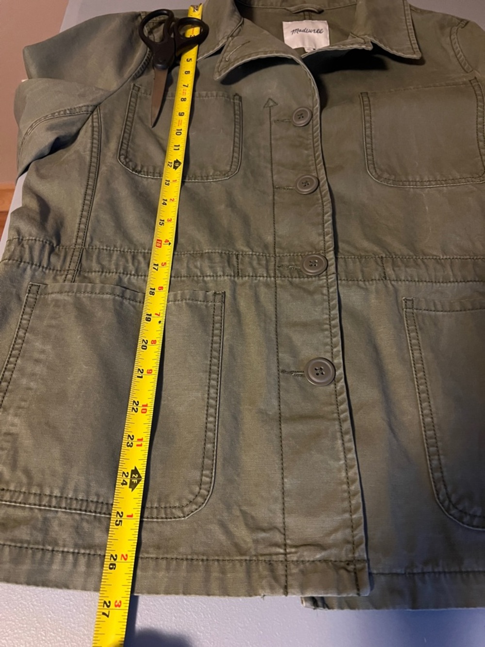 Madewell Distressed Olive Green Utility Field Jacket Blazer Womens size XL - Picture 12 of 16